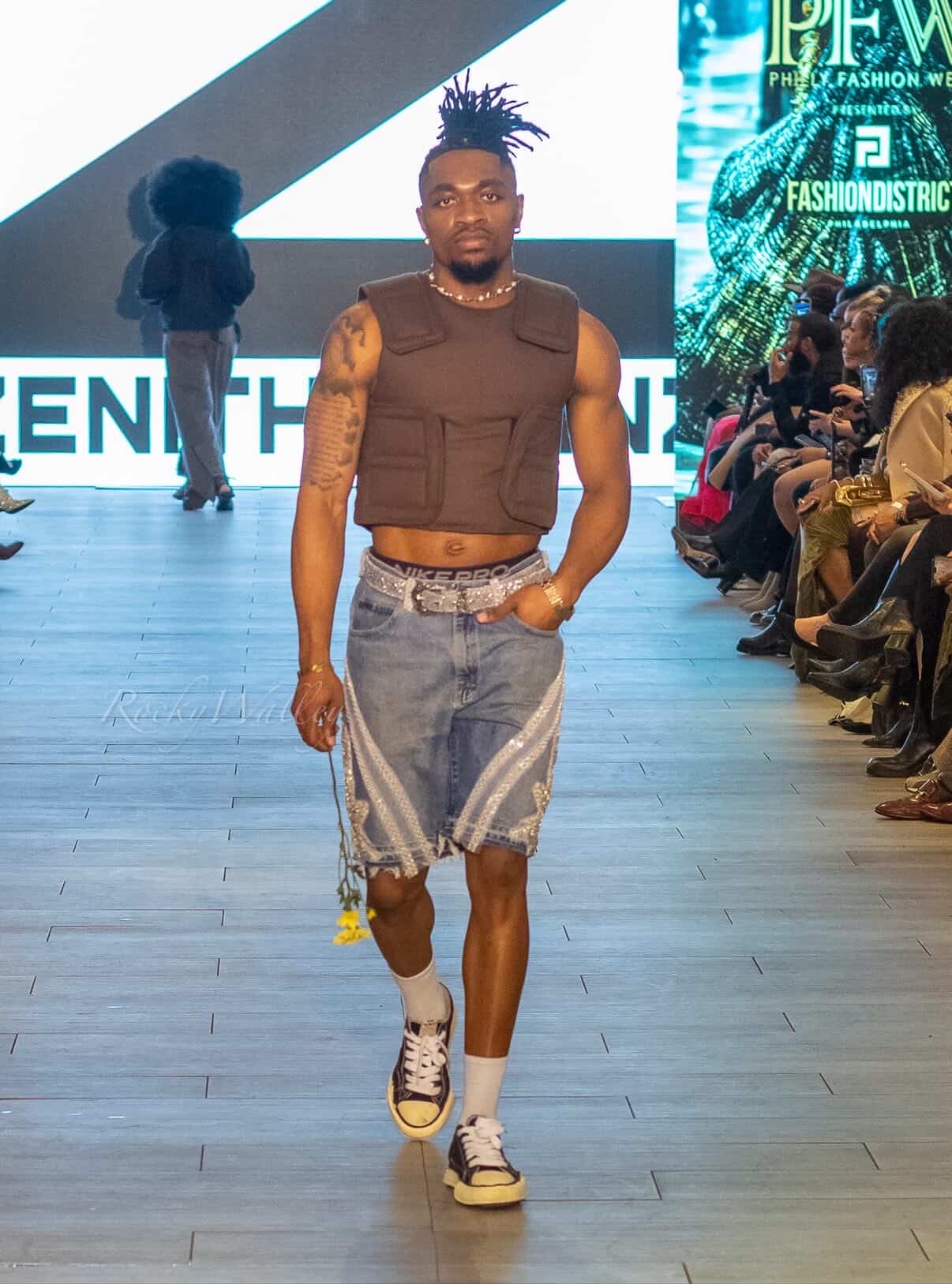 Enow Otto Jr walking the Philly Fashion Week runway